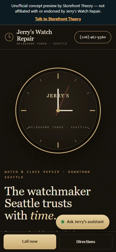 Our Jerry's Watch Repair demo on a phone